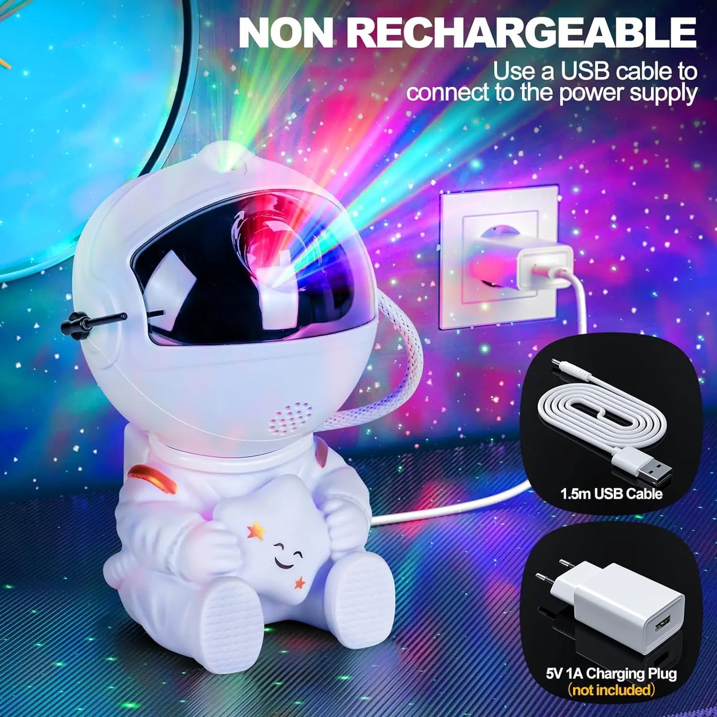 AstroGlow Galaxy Projector – Astronaut Starry Sky Night Light
