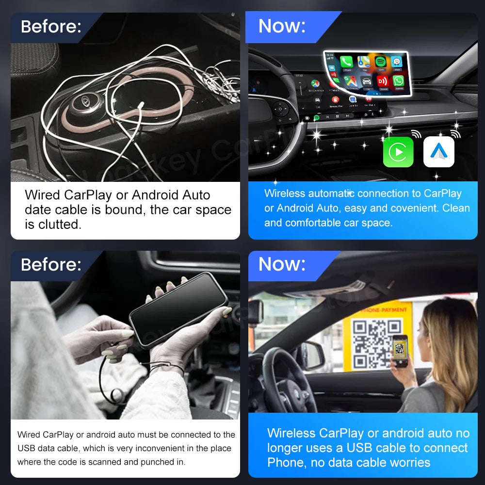 DriveSync Pro – 2-in-1 Wireless CarPlay & Android Auto Adapter